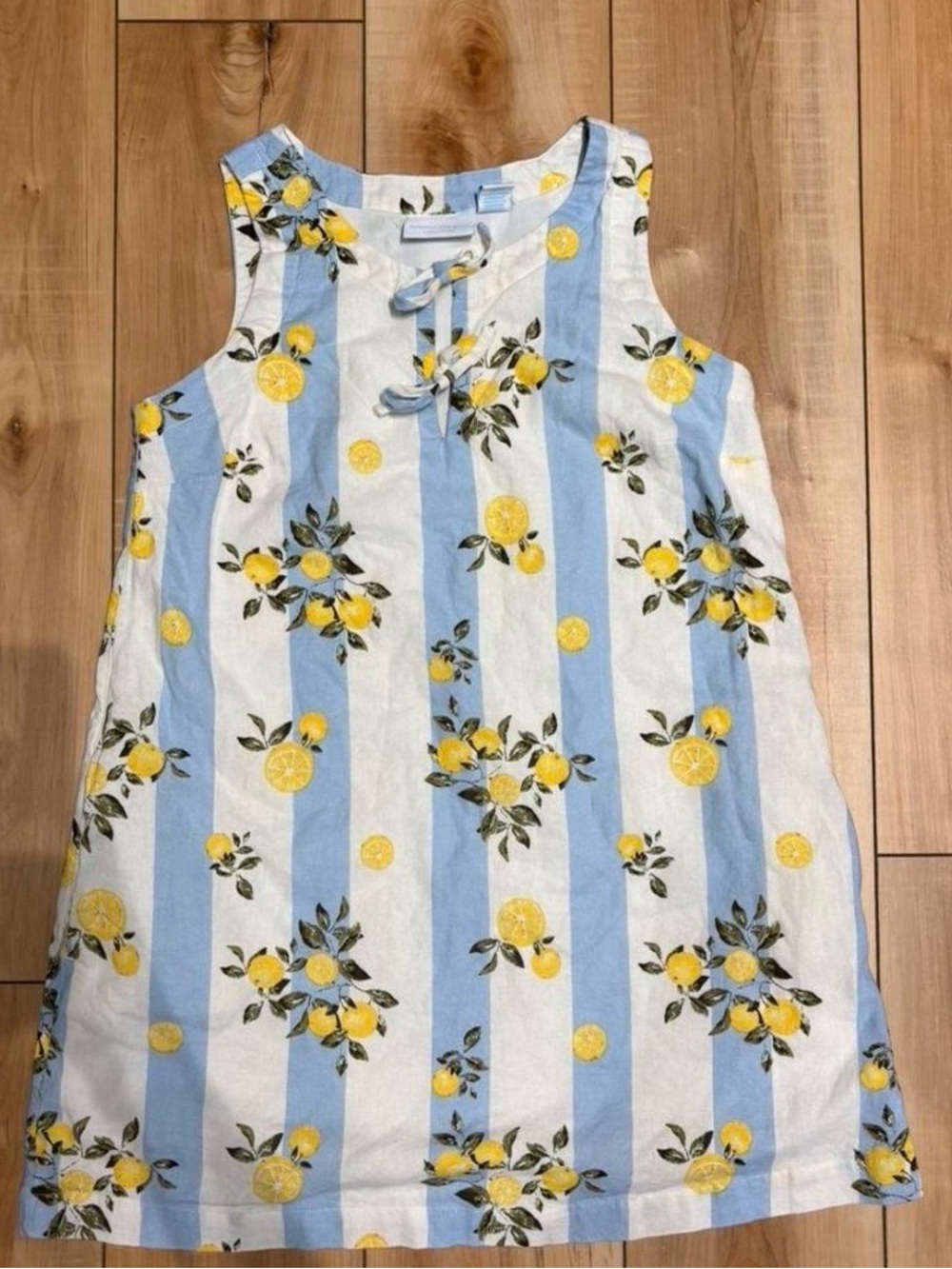 Martha Stewart Blue and Yellow Striped Lemon Print Sundress